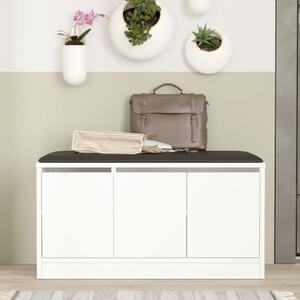 Cassapanca scarpiera 90xH46 cm 3 ante ingresso cuscino bianco Spot-2