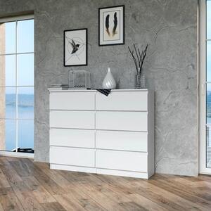 Cassettiera doppia comò moderno 8 cassetti 120xH97 bianco opaco Max