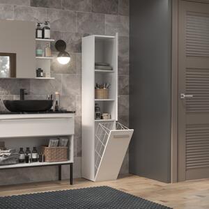 Colonna bagno a terra 1 anta 1 cesto portabiancheria 31xH174 bianco opaco Flute