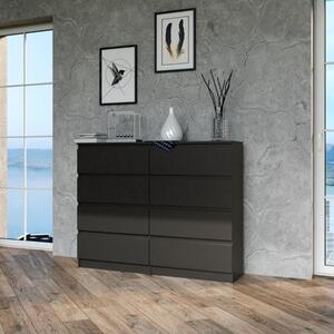 Cassettiera doppia comò moderno 8 cassetti 120xH97 nero Max