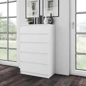 Cassettiera moderna 5 cassetti 70xH110 bianco opaco Adam