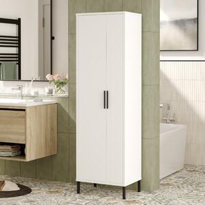 Colonna bagno moderna armadio multiuso 2 ante 50xH165 cm bianco Adrian