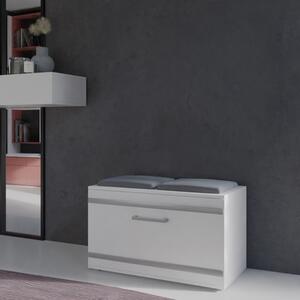 Cassapanca scarpiera 85x45 cm ingresso cuscino bianco Alaska