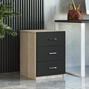 Cassettiera ufficio moderna 3 cassetti 45xH62 cm rovere nero Task