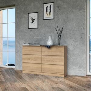 Cassettiera doppia comò moderno 6 cassetti 120xH75 rovere Cody