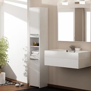 Colonna bagno moderna 2 ante 1 ripiano 30xH170 bianco Aqualuxe