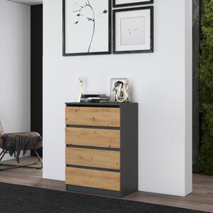 Cassettiera moderna 4 cassetti 70xH97 quercia antracite Connor