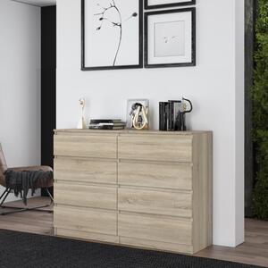 Cassettiera doppia comò moderno 8 cassetti 138xH97 rovere Leo