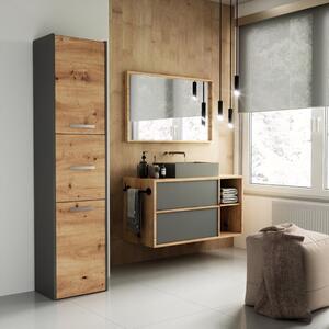 Colonna bagno moderna 3 ante 40xH170 rovere oldwook antracite Bliss