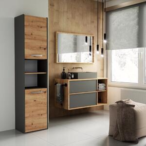 Colonna bagno moderna 2 ante 1 ripiano 40xH170 rovere antracite Globath