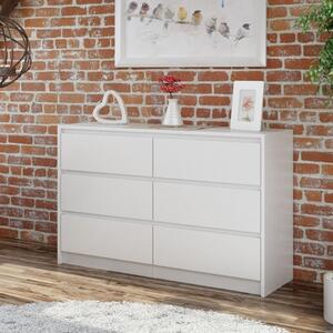 Cassettiera doppia comò moderno 6 cassetti 120xH74 bianco Togo