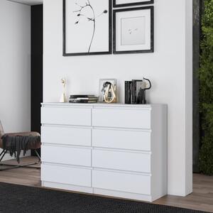 Cassettiera doppia comò moderno 8 cassetti 138xH97 bianco opaco Leo