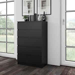 Cassettiera moderna 5 cassetti 70xH110 nero Adam