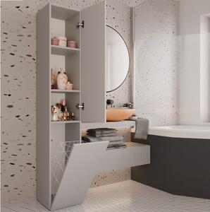 Colonna bagno a terra 1 anta 1 cesto portabiancheria 31xH174 beige Flute