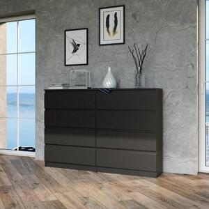 Cassettiera doppia comò moderno 8 cassetti 138xH97 nero Leo