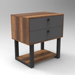Cassettiera ufficio moderna 2 cassetti 80xH85 cm rovere scuro Wonder