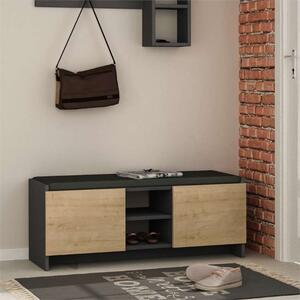 Cassapanca scarpiera moderna 110xH43 cm ingresso antracite rovere Flip