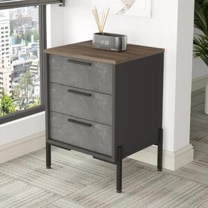 Cassettiera ufficio moderna 3 cassetti 54xH70 cm rovere scuro antracite ossido Office