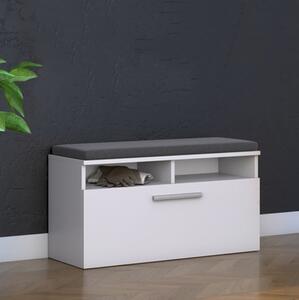 Cassapanca scarpiera 85x46 cm ingresso cuscino bianco Frankfort