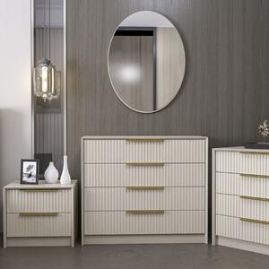 Comò cassettiera moderna specchio camera da letto 100xH85 cm beige Dalton big