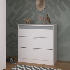 Comò moderno 3 cassetti design 83xH82 bianco grigio o rosa Children
