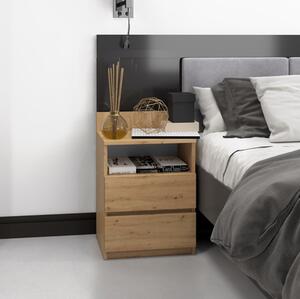 Comodino moderno 2 cassetti 40xH59 rovere oldwook Henry