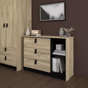 Comò cassettiera moderno 3 cassetti design 108x78 rovere nero West
