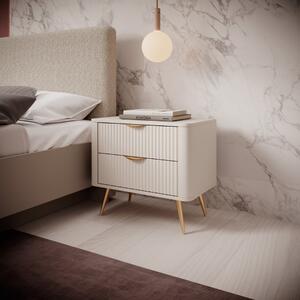 Comodino moderno 2 cassetti design 63xH55 cm beige Skadi