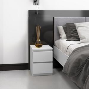 Comodino moderno 2 cassetti 30xH40 bianco Benjamin