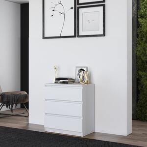 Comò moderno 3 cassetti 70xH75 bianco opaco Daniel