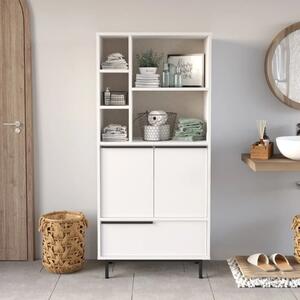 Colonna mobile bagno 75xH162 cm moderna vani a giorno 2 ante 1 ribalta bianco Kenzo
