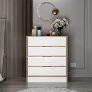 Comò cassettiera moderna camera da letto 70xH80 cm noce bianco Hudson