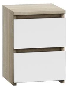 Comodino moderno 2 cassetti 30xH40 rovere bianco Benjamin