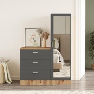Comò moderno con specchio armadio 100xH140 cm rovere antracite Felix