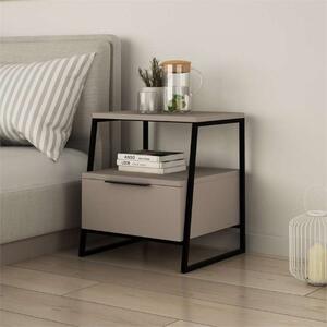 Comodino moderno 1 cassetto design 45xH50 metallo tortora Jodi