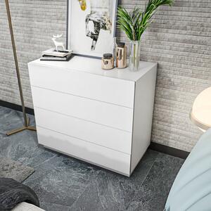 Comò cassettiera moderna camera da letto 90xH81 cm bianco lucido Reed