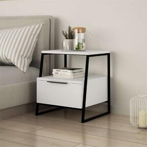 Comodino moderno 1 cassetto design 45xH50 metallo bianco Jodi