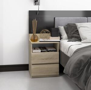 Comodino moderno 2 cassetti 40xH59 rovere Henry