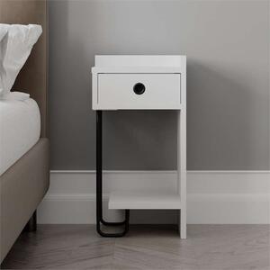 Comodino moderno 1 cassetto design metallo 32xH61 bianco Gerald-S