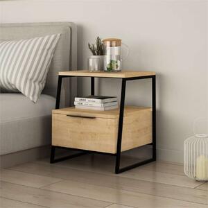 Comodino moderno 1 cassetto design 45xH50 metallo rovere Jodi