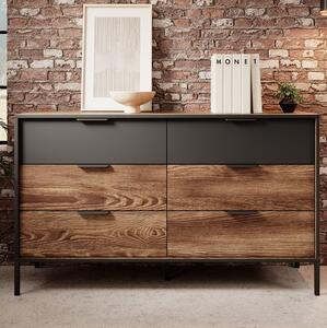 Comò moderno cassettiera 137xH81 6 cassetti quercia antracite Althea