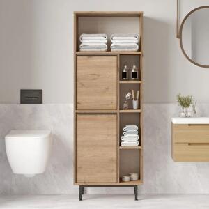 Colonna mobile bagno 60xH162 cm moderna 2 ante vani rovere Kenzo