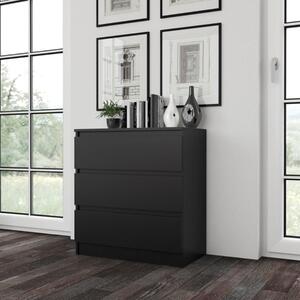 Comò moderno 3 cassetti 70xH75 nero Daniel