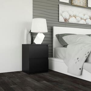 Comodino moderno 2 cassetti 30xH40 nero Benjamin