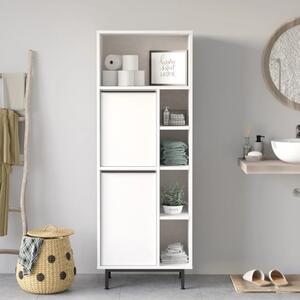 Colonna mobile bagno 60xH162 cm moderna 2 ante vani bianco Kenzo