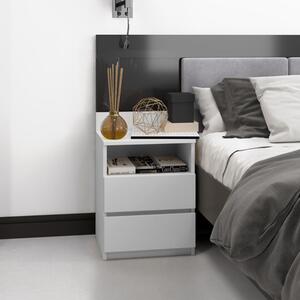 Comodino moderno 2 cassetti 40xH59 bianco Henry