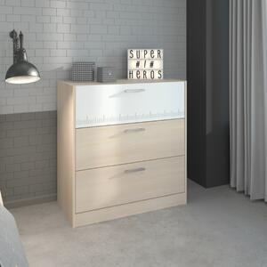 Comò moderno 3 cassetti 78xH82 rovere bianco Star
