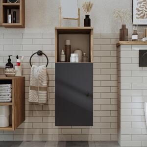 Colonna bagno sospesa 1 anta vano 35xH90 cm rovere antracite Ocean
