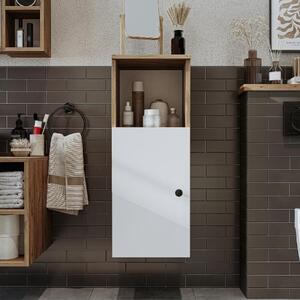 Colonna bagno sospesa 1 anta vano 35xH90 cm rovere bianco Ocean