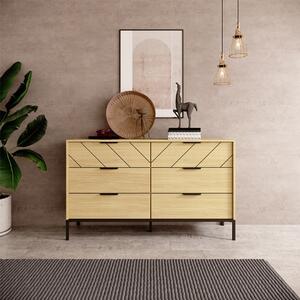 Comò moderno cassettiera 37x81 6 cassetti rovere chiaro Molly